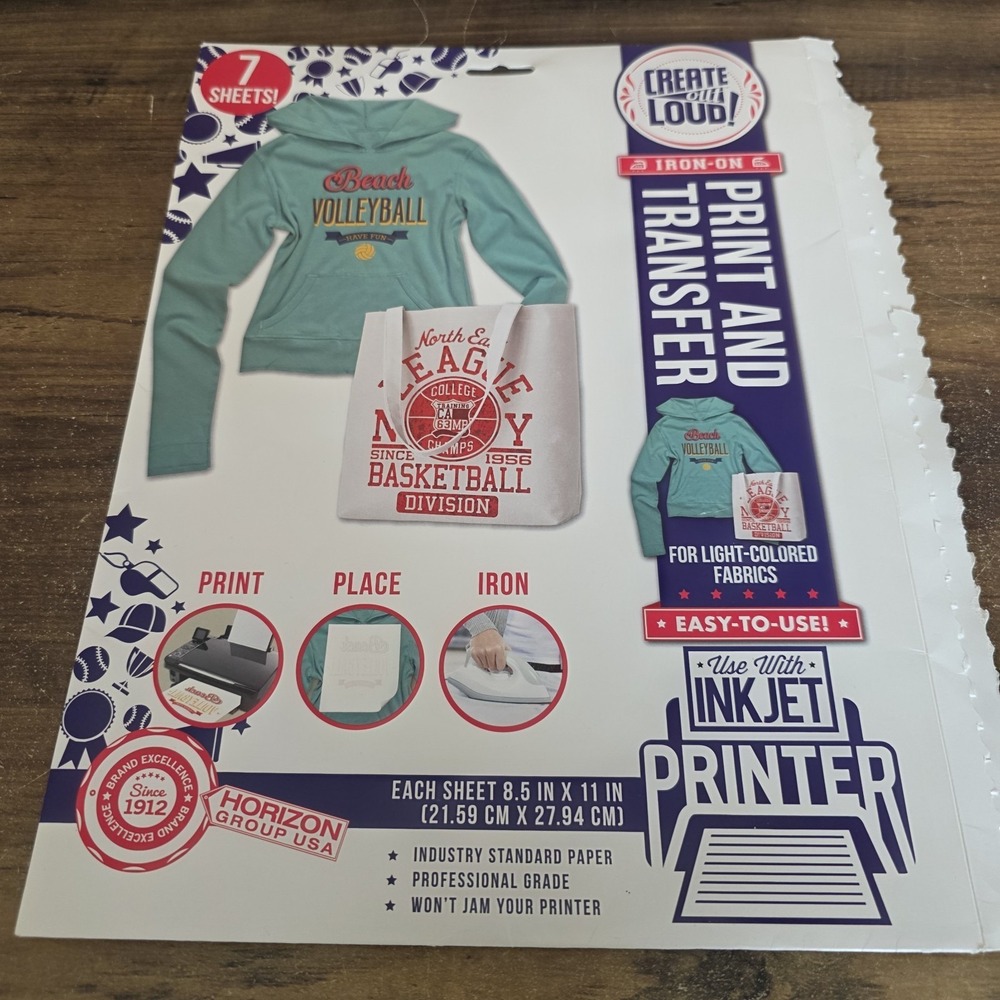 Create with Loud Inkjet Iron On Transfer Sheets Light Colored Fabrics 4‎ Sheets
